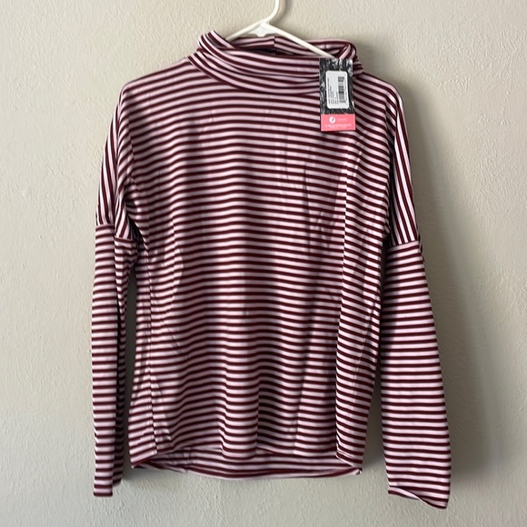 oiselle Tops - Oiselle womens NWT size s “big stripe mock neck” in crimson/fleur